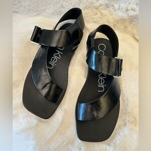 Calvin Klein Rikki Black Sandals Sleek and Stylish Sz-6.5M.   N